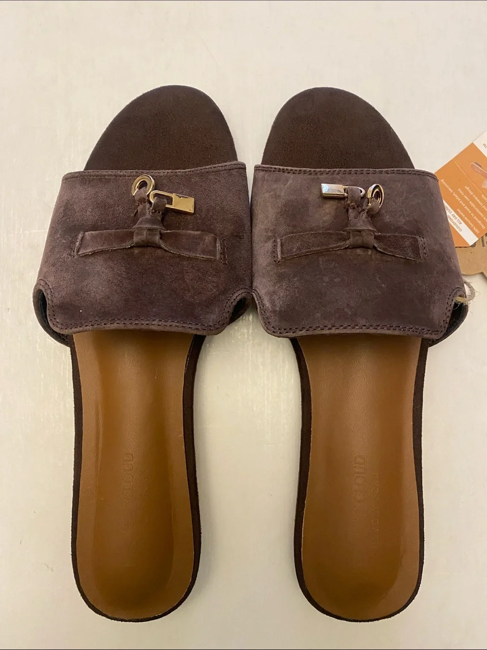 Project Cloud Cannes Suede Leather Slide Memory Foam Dressy Flat Sandals 7.5 NWT